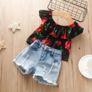 Girls Floral Printed Sleeveless Shorts & Denim Shorts Girls Clothing Wholesale