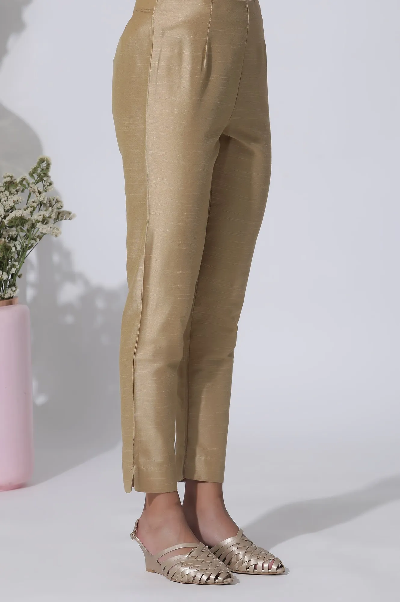 Golden Straight Fit Ankle Length Slim Pants