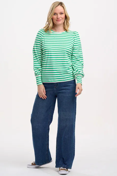 Griselda Jersey Top - Green/Off-White Stripe