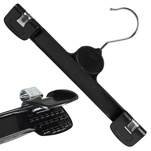 HANGERWORLD 25 Black 11.8inch Plastic Coat Clothes Garment Pants Skirt Clip Hanger