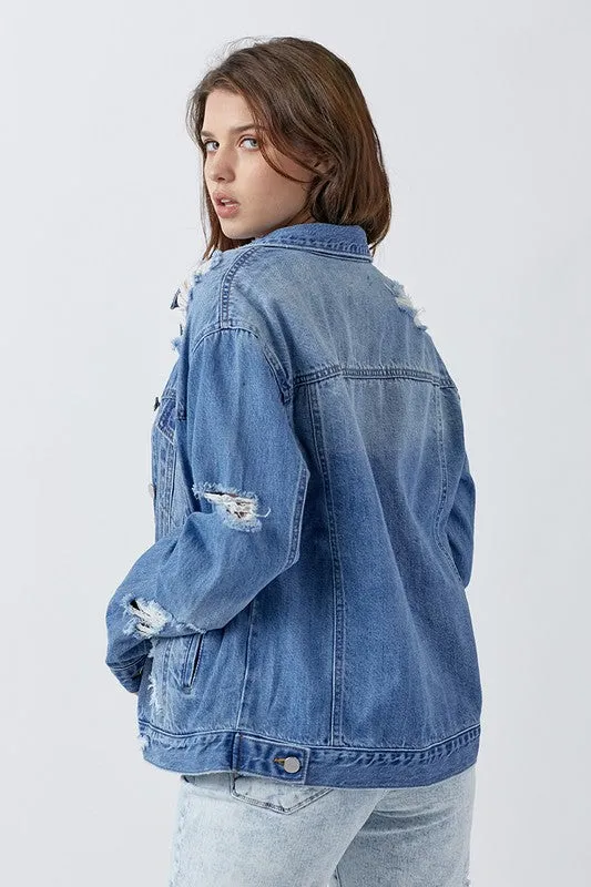 Heavy Distress Relaxed Denim Jacket