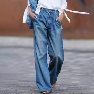 Hoge Taille Relaxed Fit Jeans met Wijde Pijpen