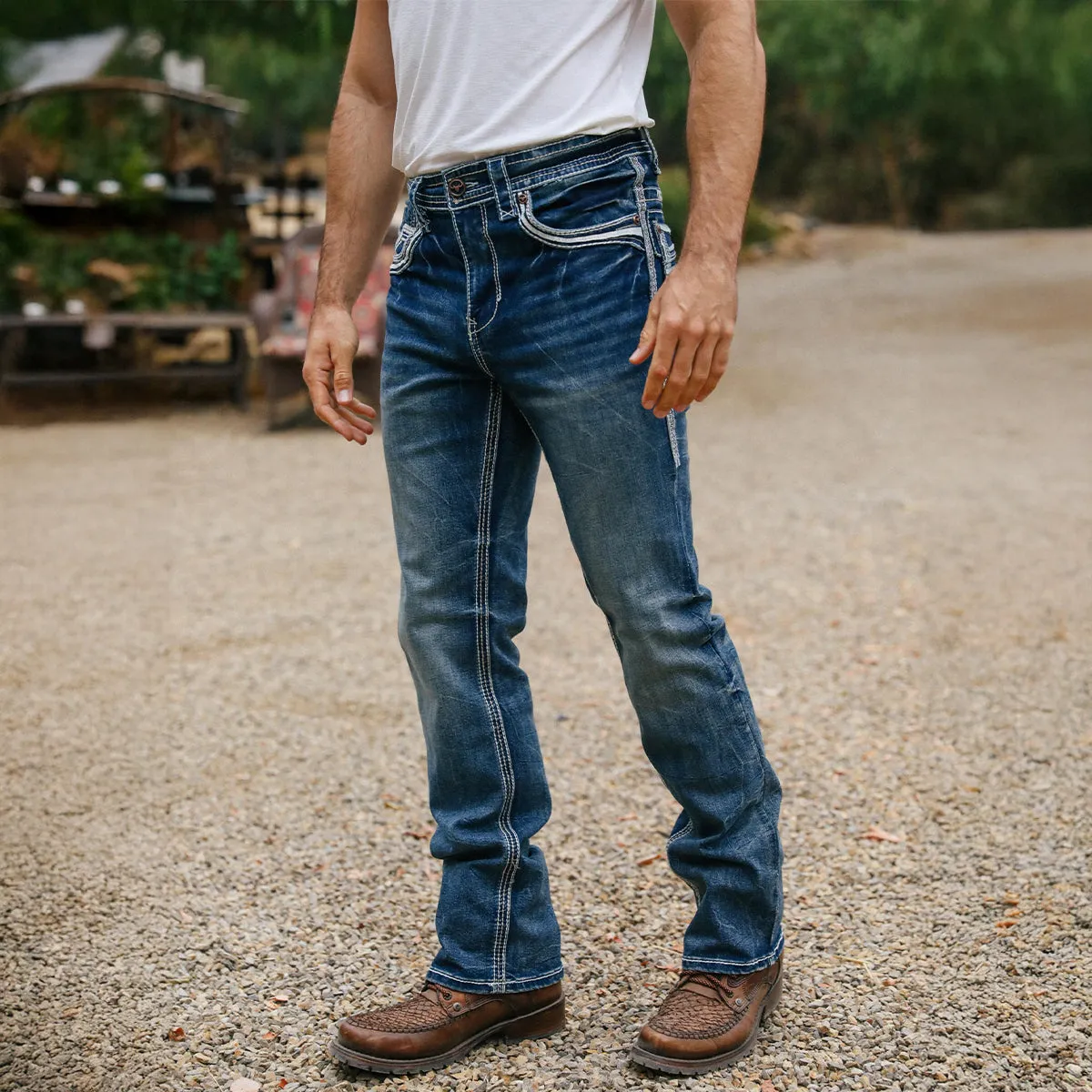 Holt Men's Light Blue Slim Boot Cut Jeans