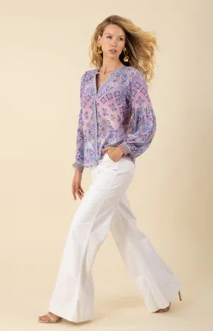 India Silk Top - Blue