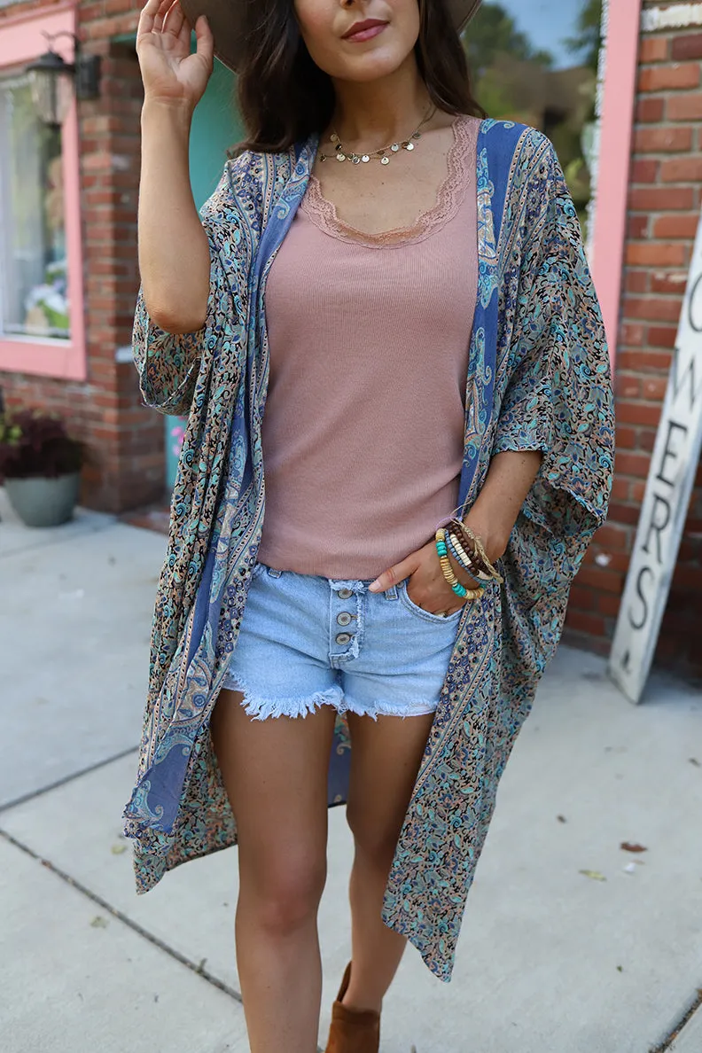 Indie Soul Mixed Patterned Boho Kimono
