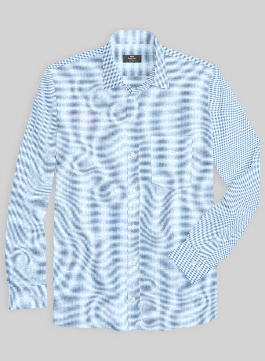 Italian Lombardo Weft Coral Blue Shirt