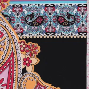 ITY Black/Orange/Pink Paisley Jersey Knit Fabric