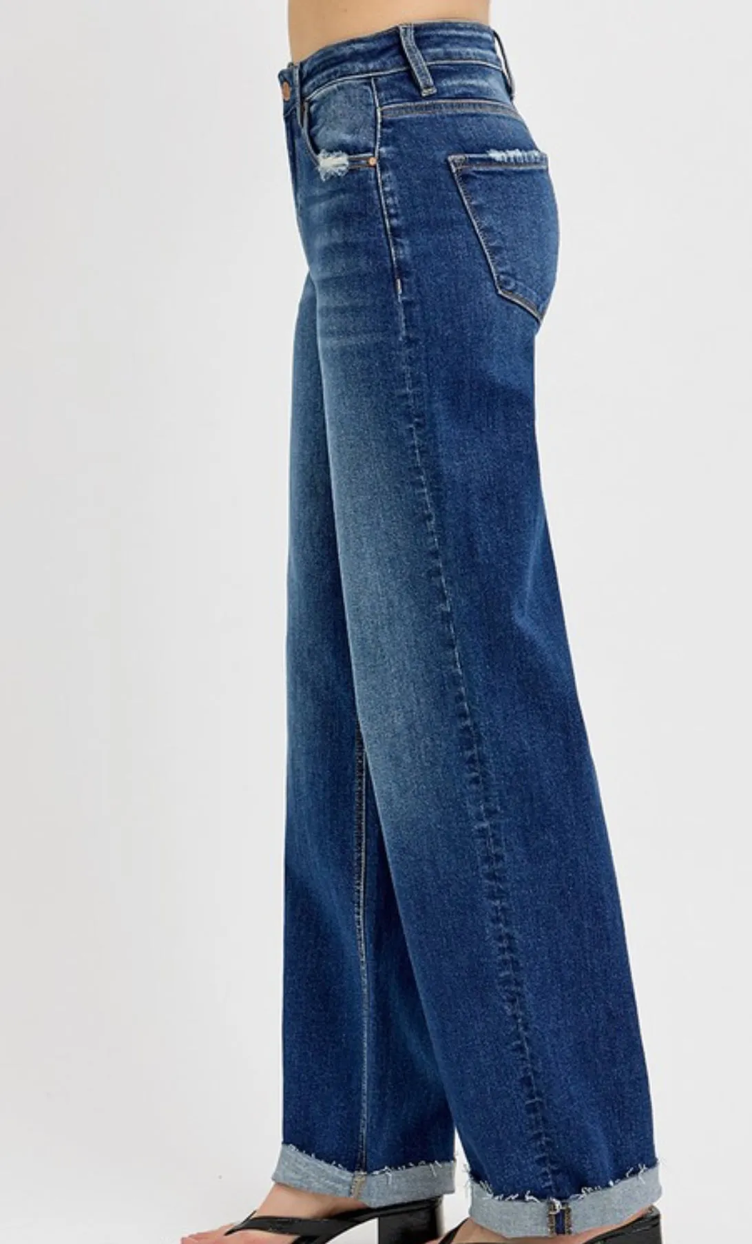 Jackie Dark Wash Risen Wide Leg