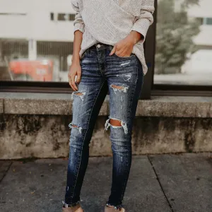 Jeans Skinny Slim-Fit Ripped  Fitting Pants