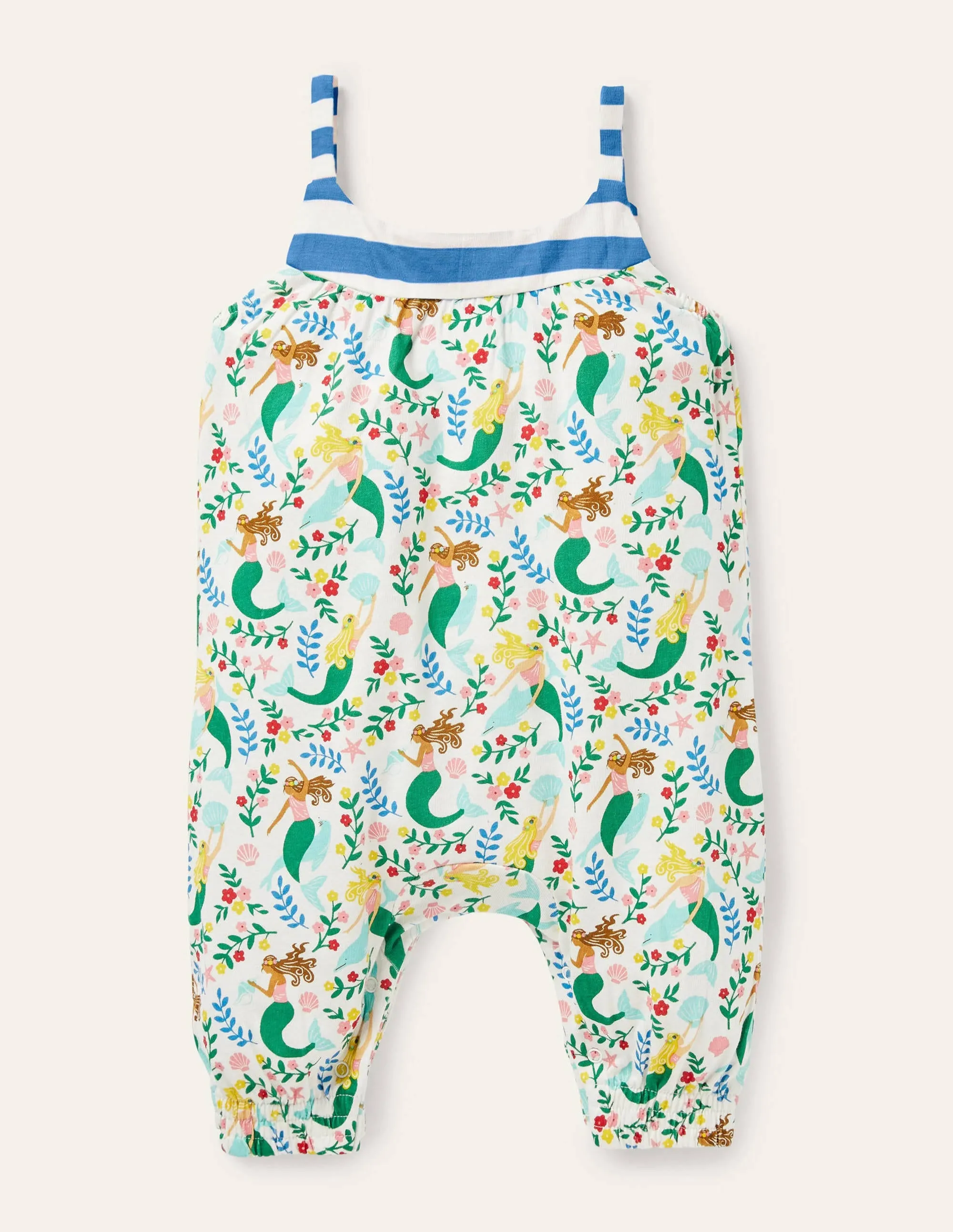 Jersey Hotchpotch Romper-Ivory Mermaid Garden