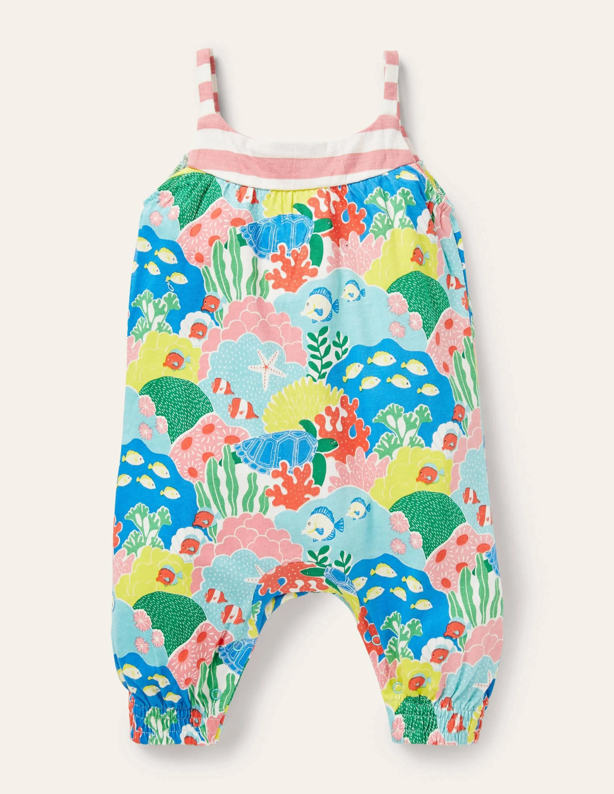 Jersey Hotchpotch Romper-Multi Coral Reef