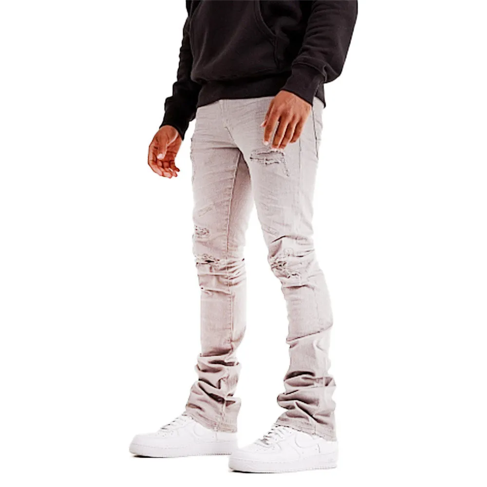 Jordan Craig Stacked Denim Big Kids' Pants Light Grey