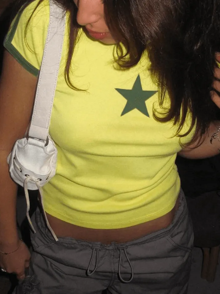 Joskaa Star Printed Ringer Crop Top