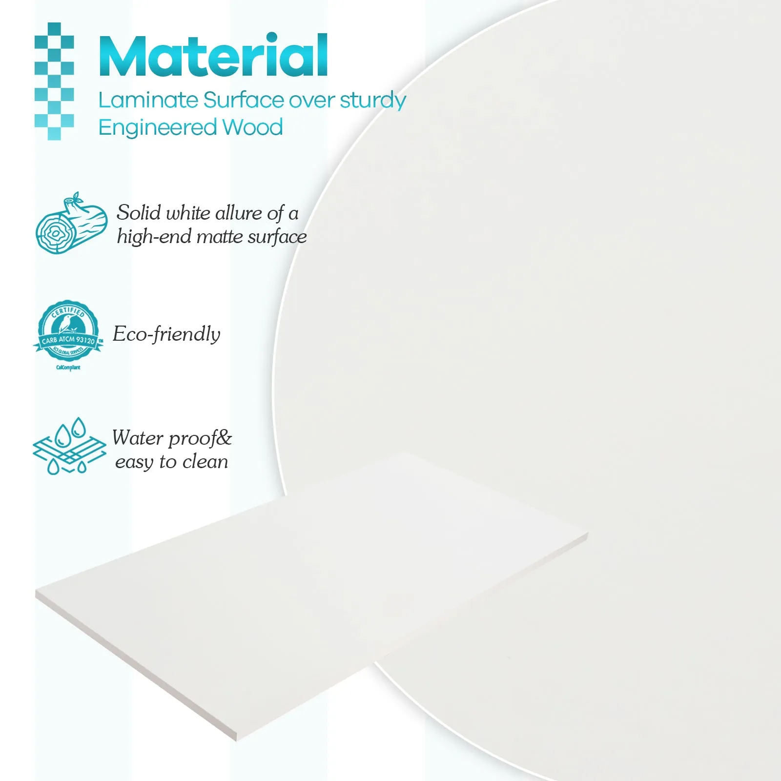KABOON Solid Color Tabletop--White-Smooth version