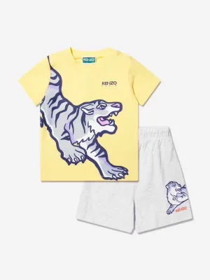 KENZO Baby Boys Organic Cotton Shorts Set in Grey