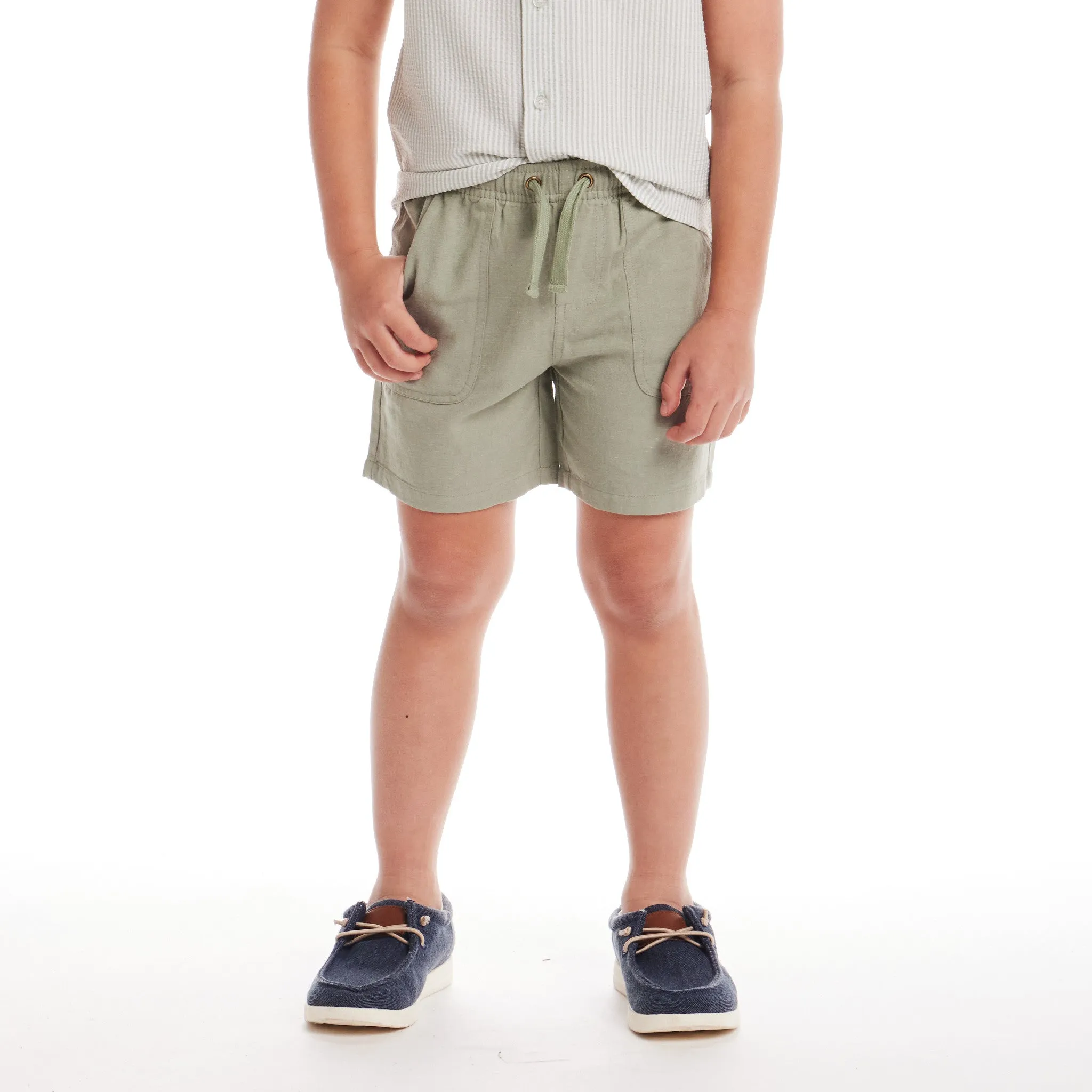 Kids (3-7) Linen Shorts | Green