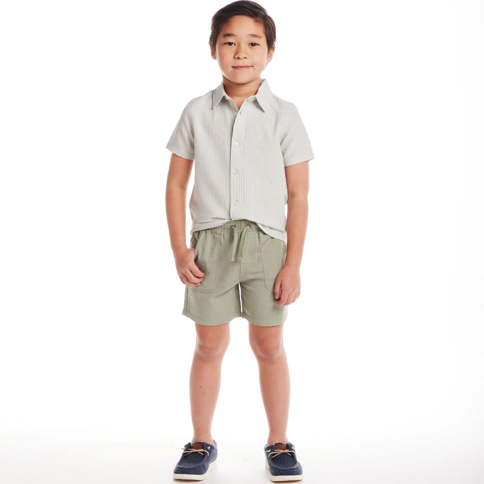 Kids (3-7) Linen Shorts | Green