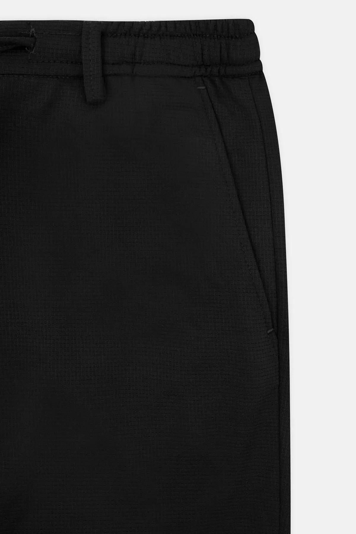 Laced-Up Patterned Black smart casual pants