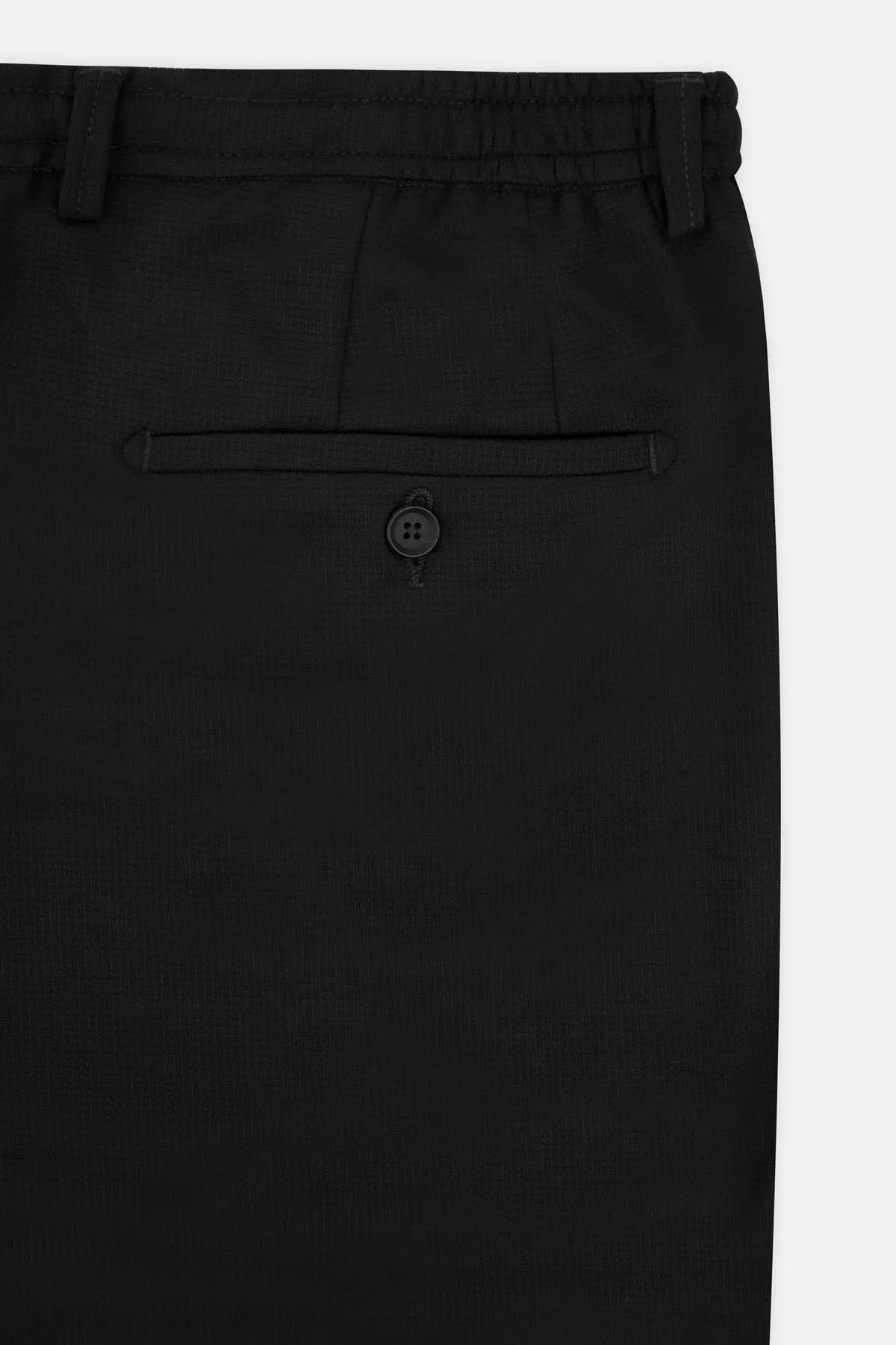 Laced-Up Patterned Black smart casual pants