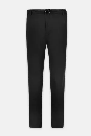 Laced-Up Patterned Black smart casual pants