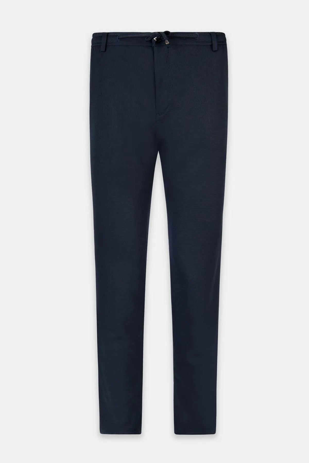 Laced-Up Patterned Black smart casual pants