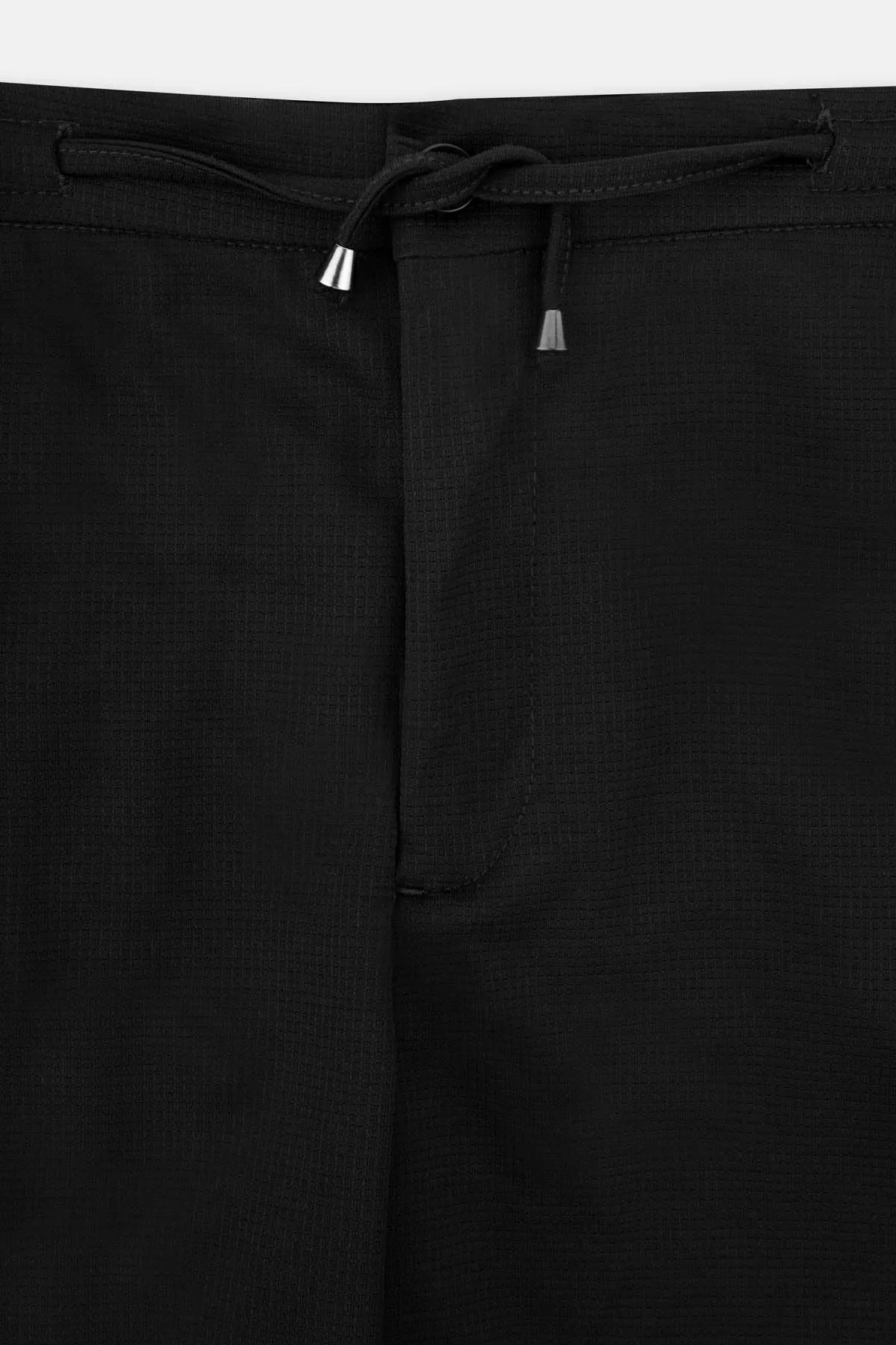Laced-Up Patterned Black smart casual pants