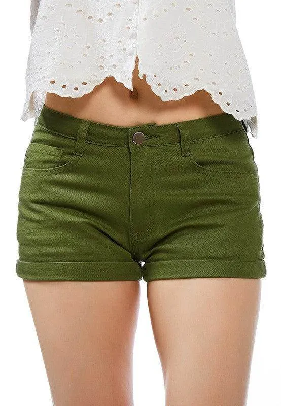 Light Blue Upturned Hem Shorts