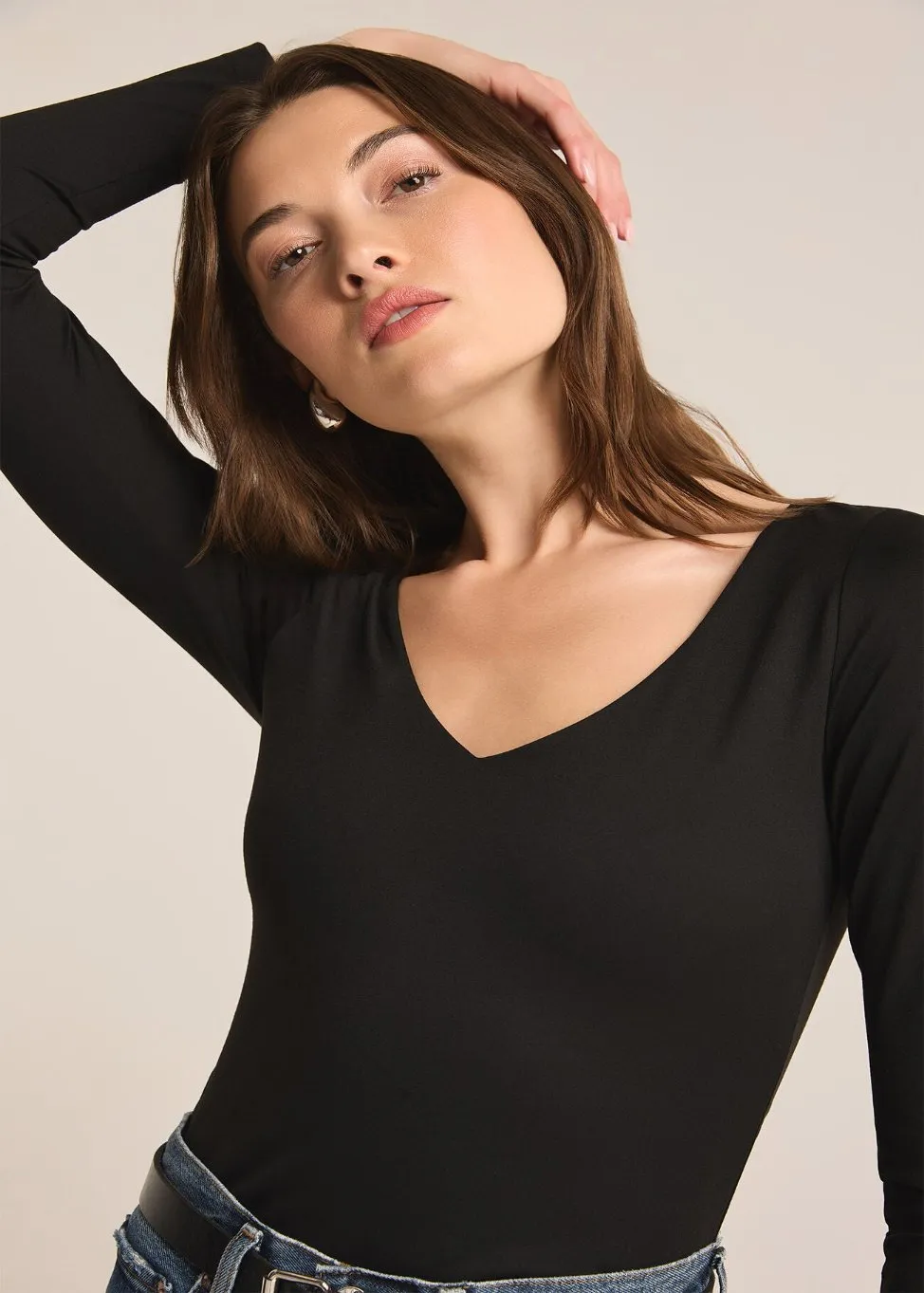 long sleeve smooth v neck top