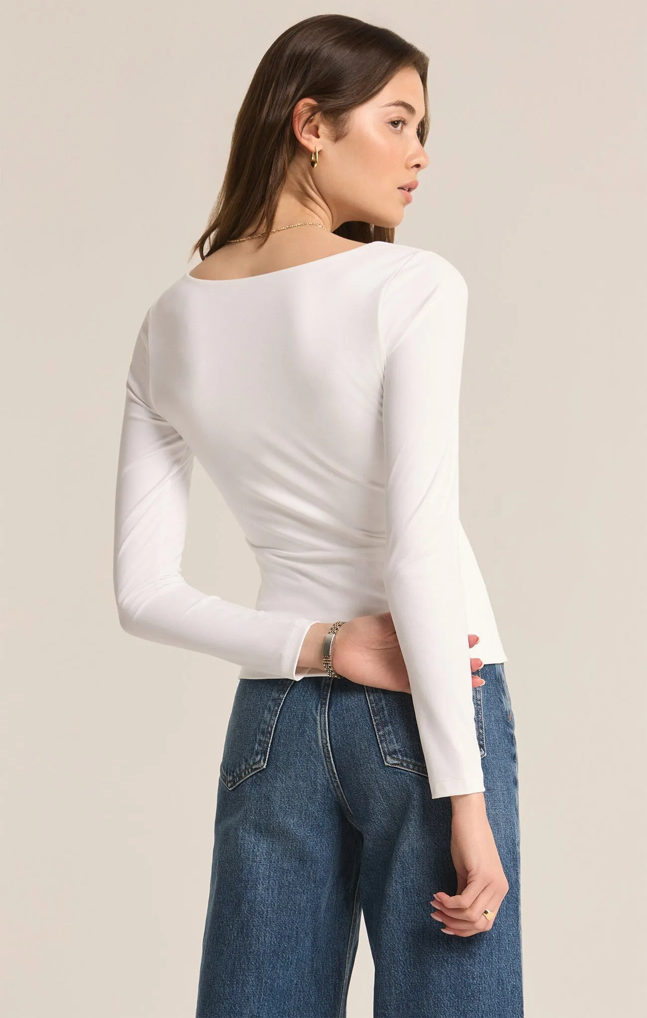 long sleeve smooth v neck top