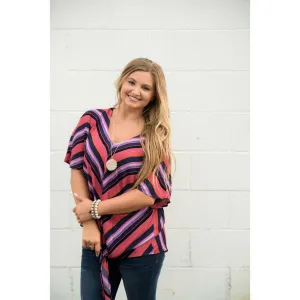 Magenta Tie Front Blouse