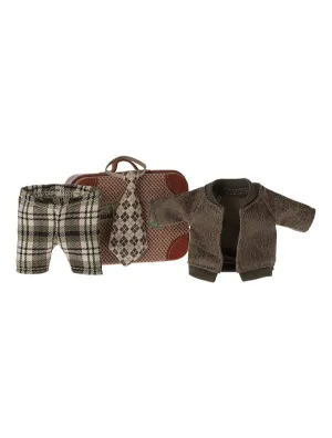 Maileg Jacket, Pants and Tie in Suitcase, Grandpa Mouse