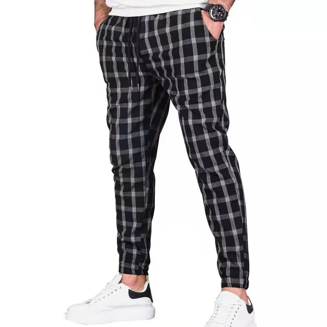 Men's Fashion Plaid Skinny Pencil Pants