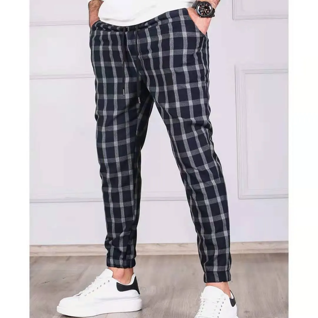 Men's Fashion Plaid Skinny Pencil Pants