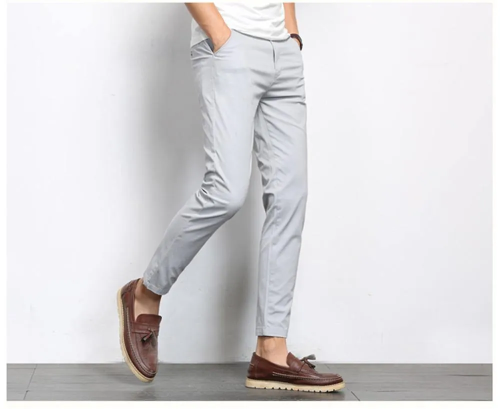 Men's Solid Color Straight Ankle-Length Pants