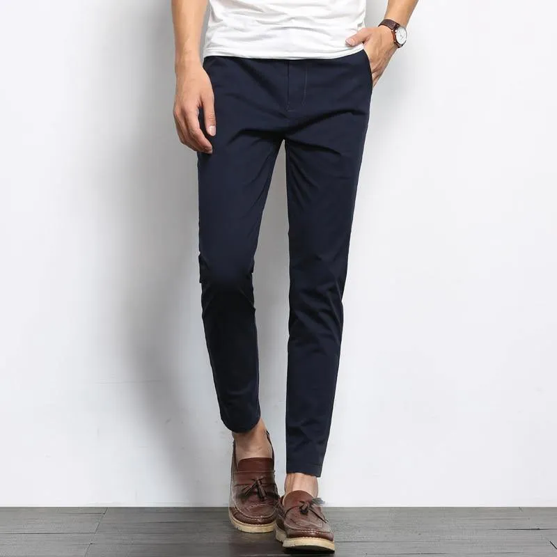 Men's Solid Color Straight Ankle-Length Pants