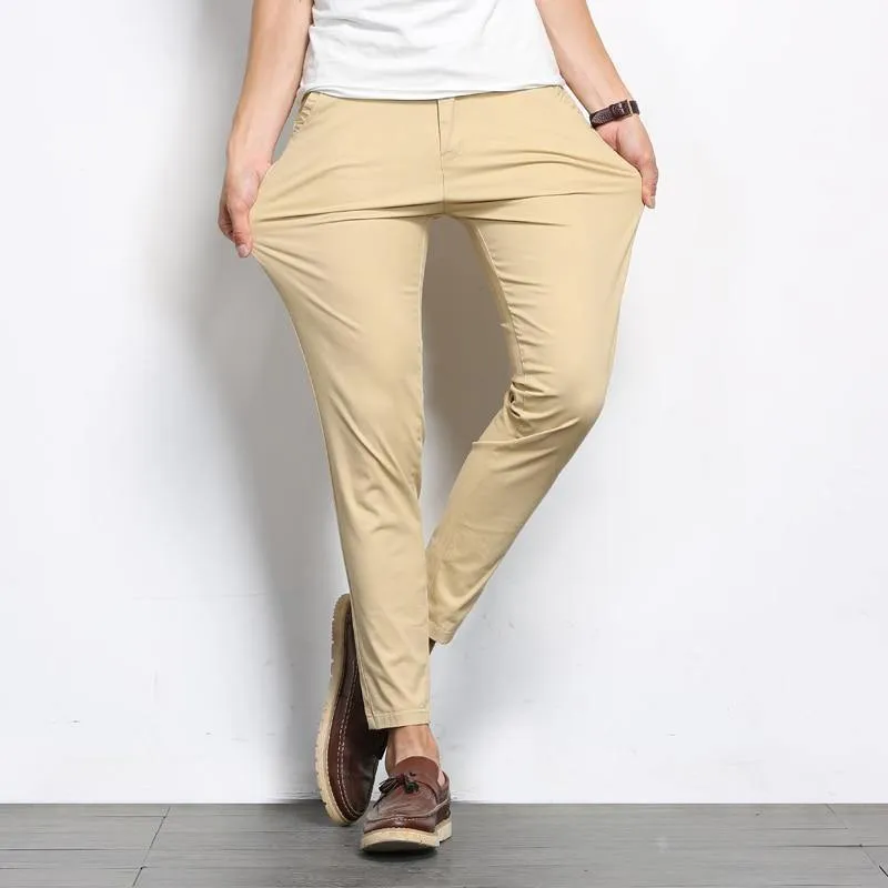Men's Solid Color Straight Ankle-Length Pants