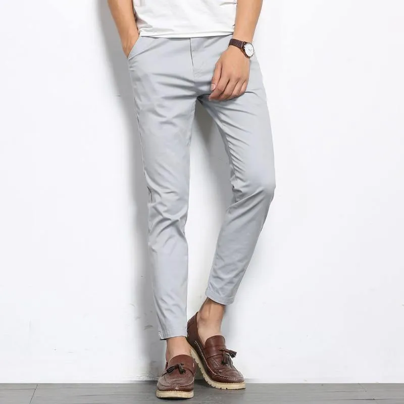 Men's Solid Color Straight Ankle-Length Pants