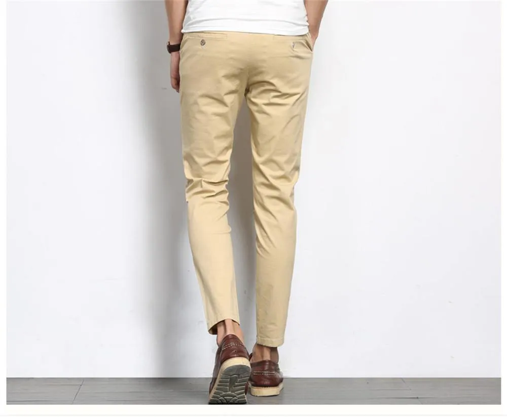 Men's Solid Color Straight Ankle-Length Pants