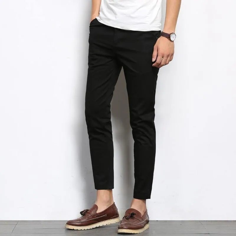 Men's Solid Color Straight Ankle-Length Pants