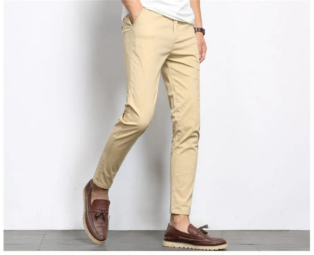 Men's Solid Color Straight Ankle-Length Pants