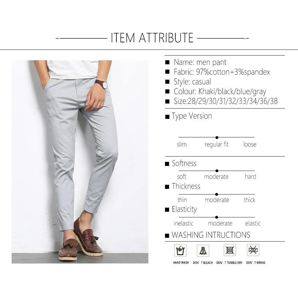 Men's Solid Color Straight Ankle-Length Pants