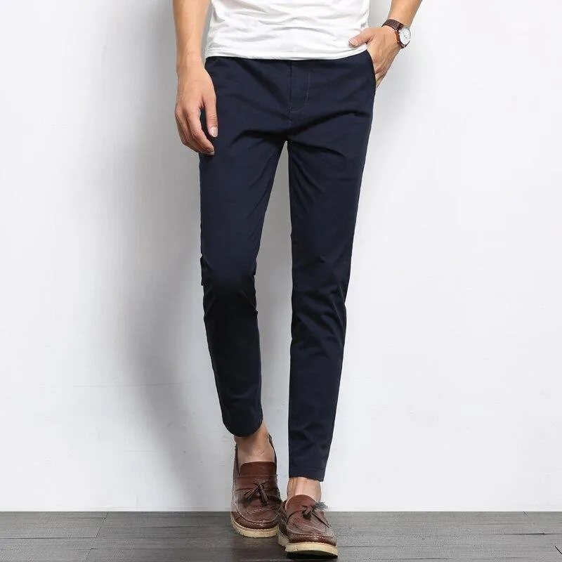 Men's Solid Color Straight Ankle-Length Pants