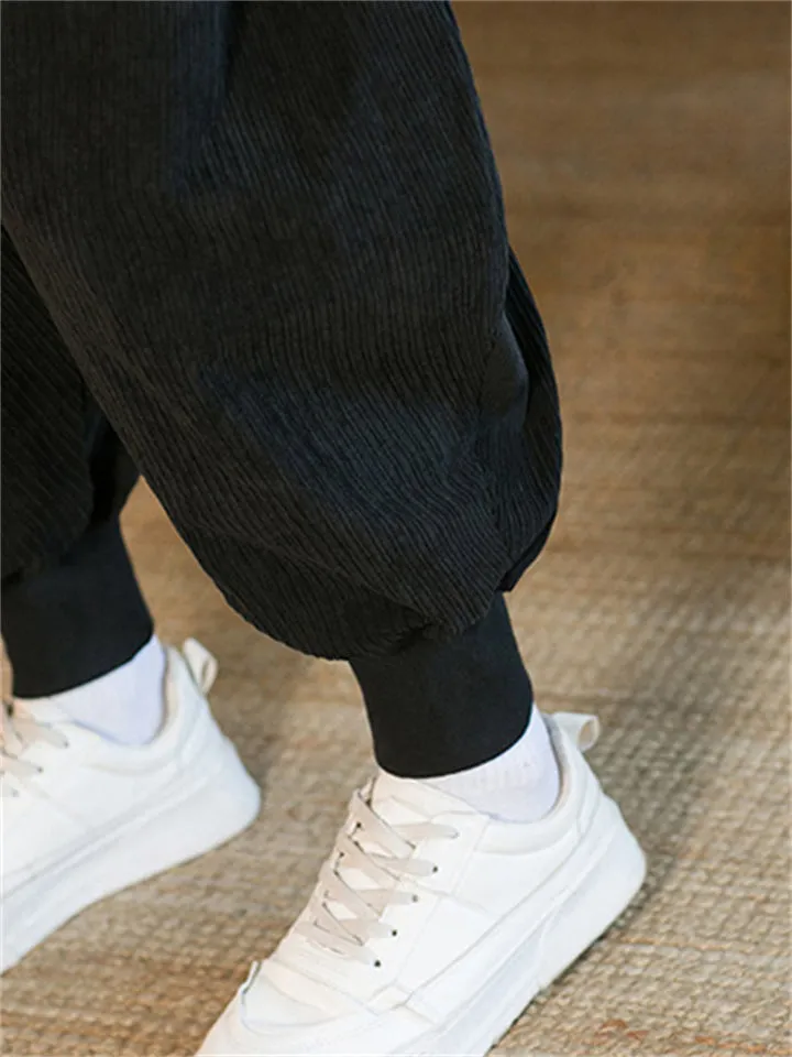 Men's Stylish Oversized Ankle Tied Corduroy Pants