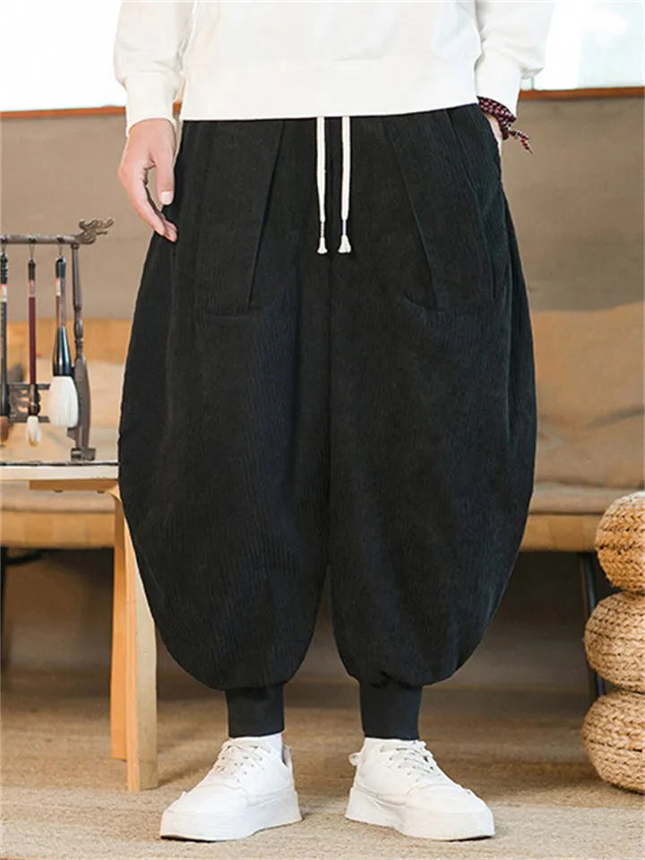 Men's Stylish Oversized Ankle Tied Corduroy Pants