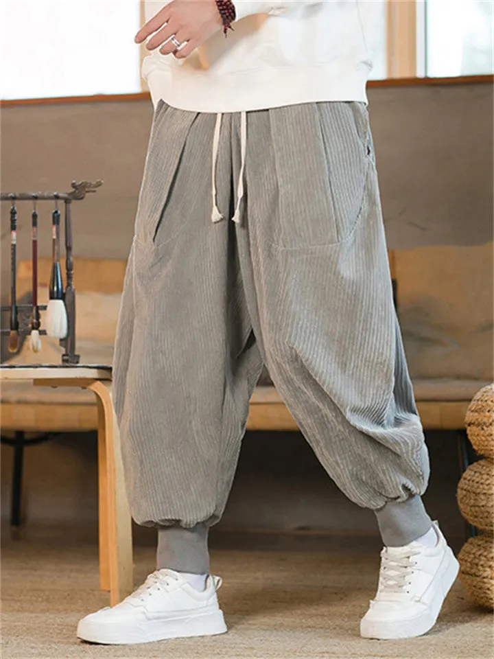 Men's Stylish Oversized Ankle Tied Corduroy Pants