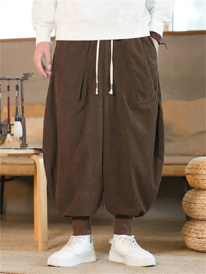 Men's Stylish Oversized Ankle Tied Corduroy Pants