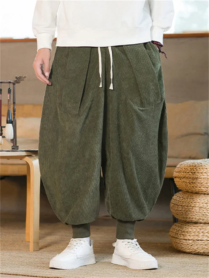 Men's Stylish Oversized Ankle Tied Corduroy Pants