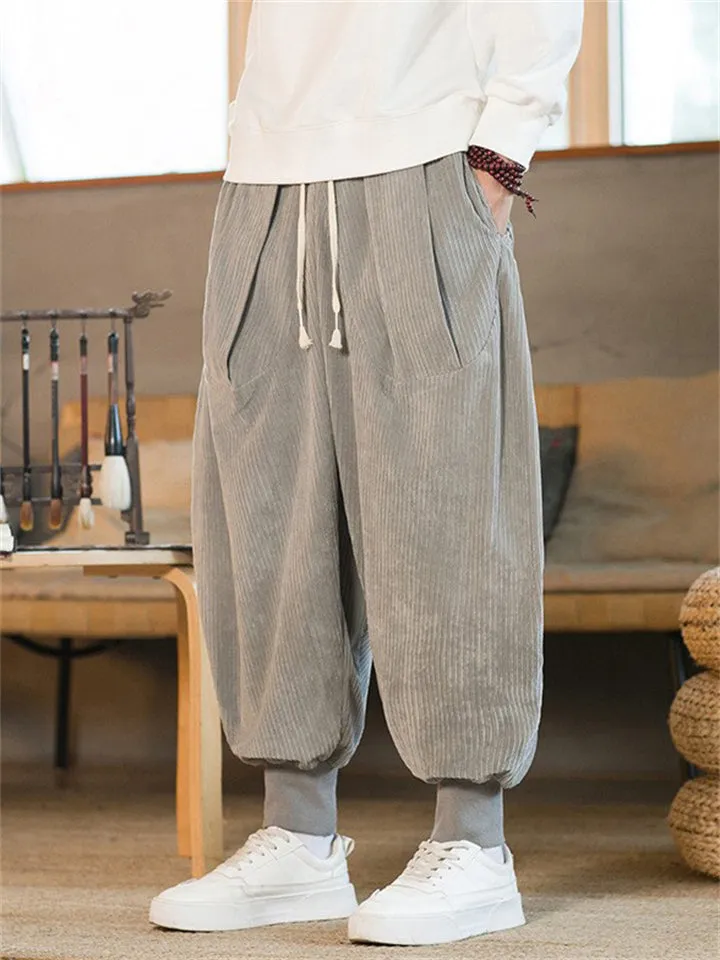 Men's Stylish Oversized Ankle Tied Corduroy Pants