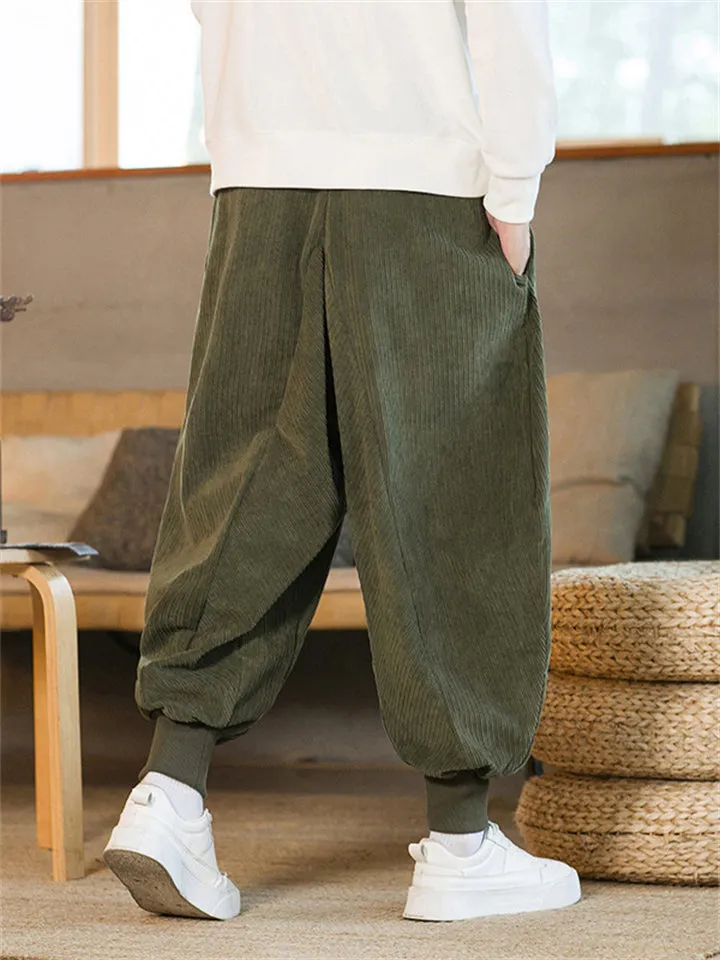 Men's Stylish Oversized Ankle Tied Corduroy Pants