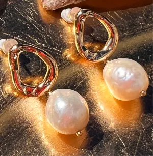 Modern Baroque Pearl Drop Earrings